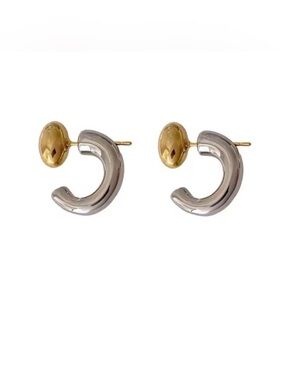 Double Drop Front Back Earrings Two Tone Mixed Metals Gold Silver MY02